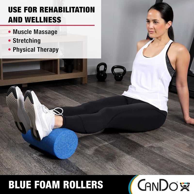 Cando Blue PE Foam Rollers for Fitness, Exercise Muscle Restoration, Massage Therapy, Sport Recovery and Physical Therapy for Homes, Clinics, and Gyms 6" x 36" Round - Image 4